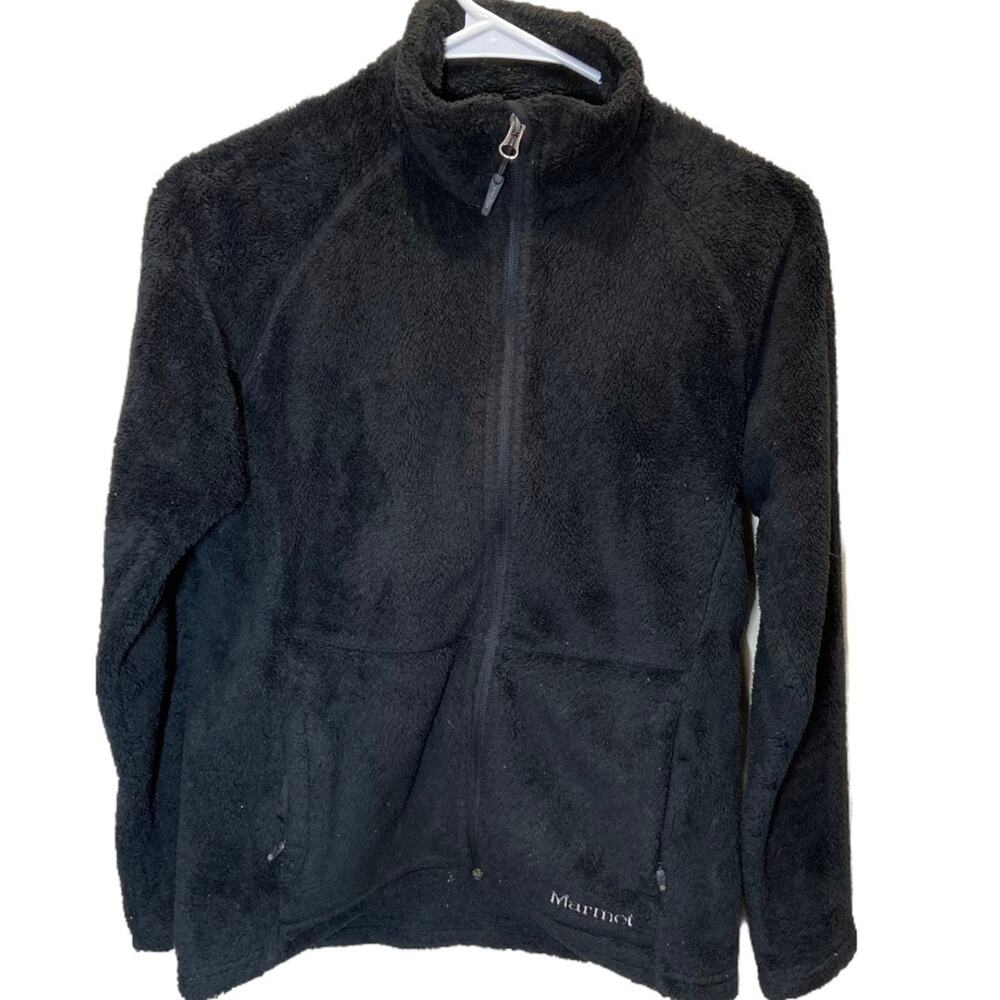 Marmot fleece ski black full zip Jacket pockets Medium